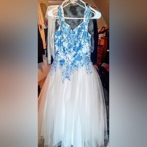 Elegant Blue and White Kids Dress